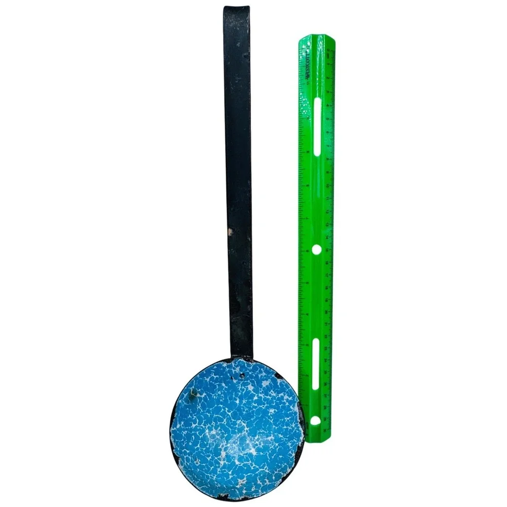 Vintage Blue Speckled Enamel Ladle Primitive Farmhouse Rustic‎ Kitchen Decor